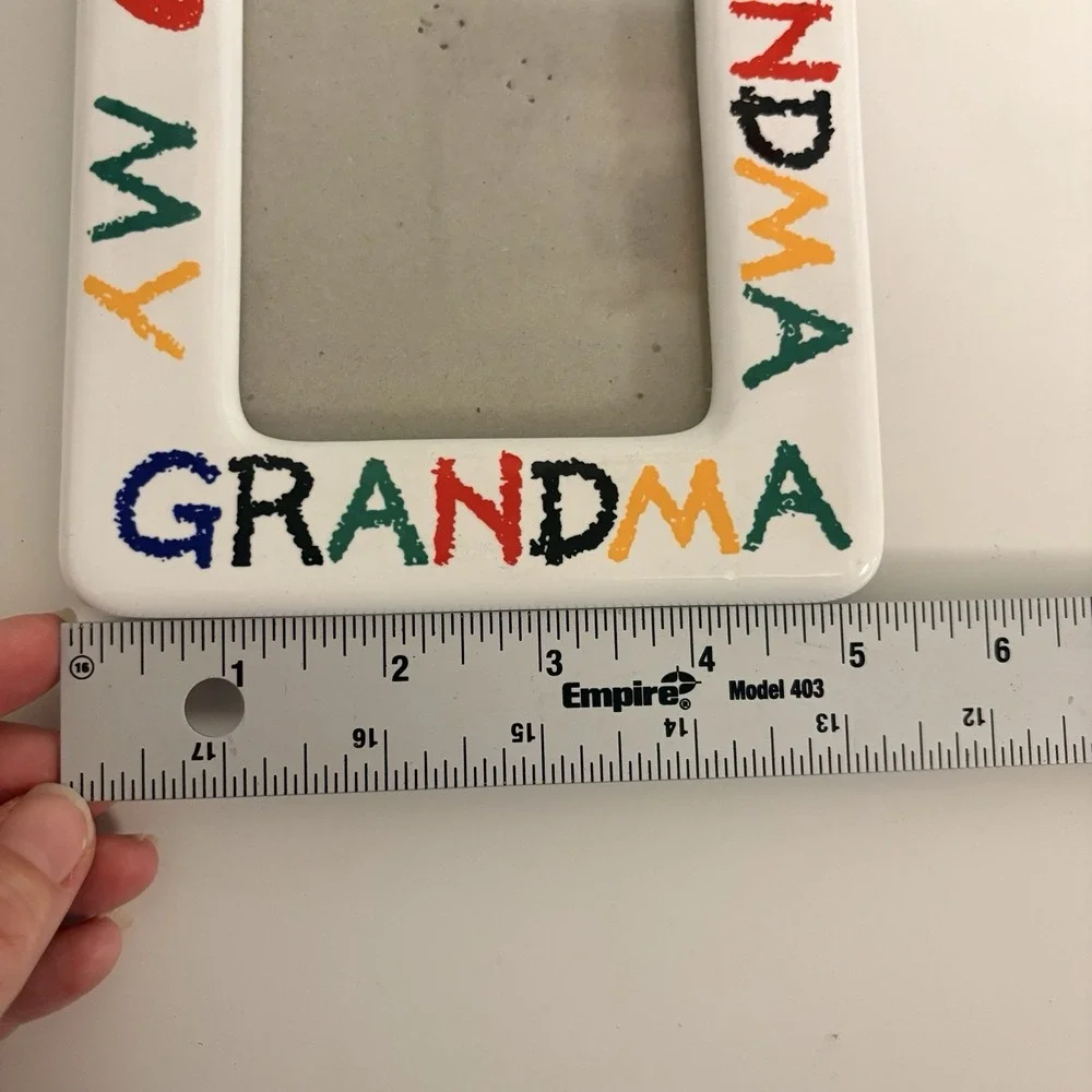 I Love My Grandma Ceramic Picture Frame White Colorful Hand Painted Style 5x7